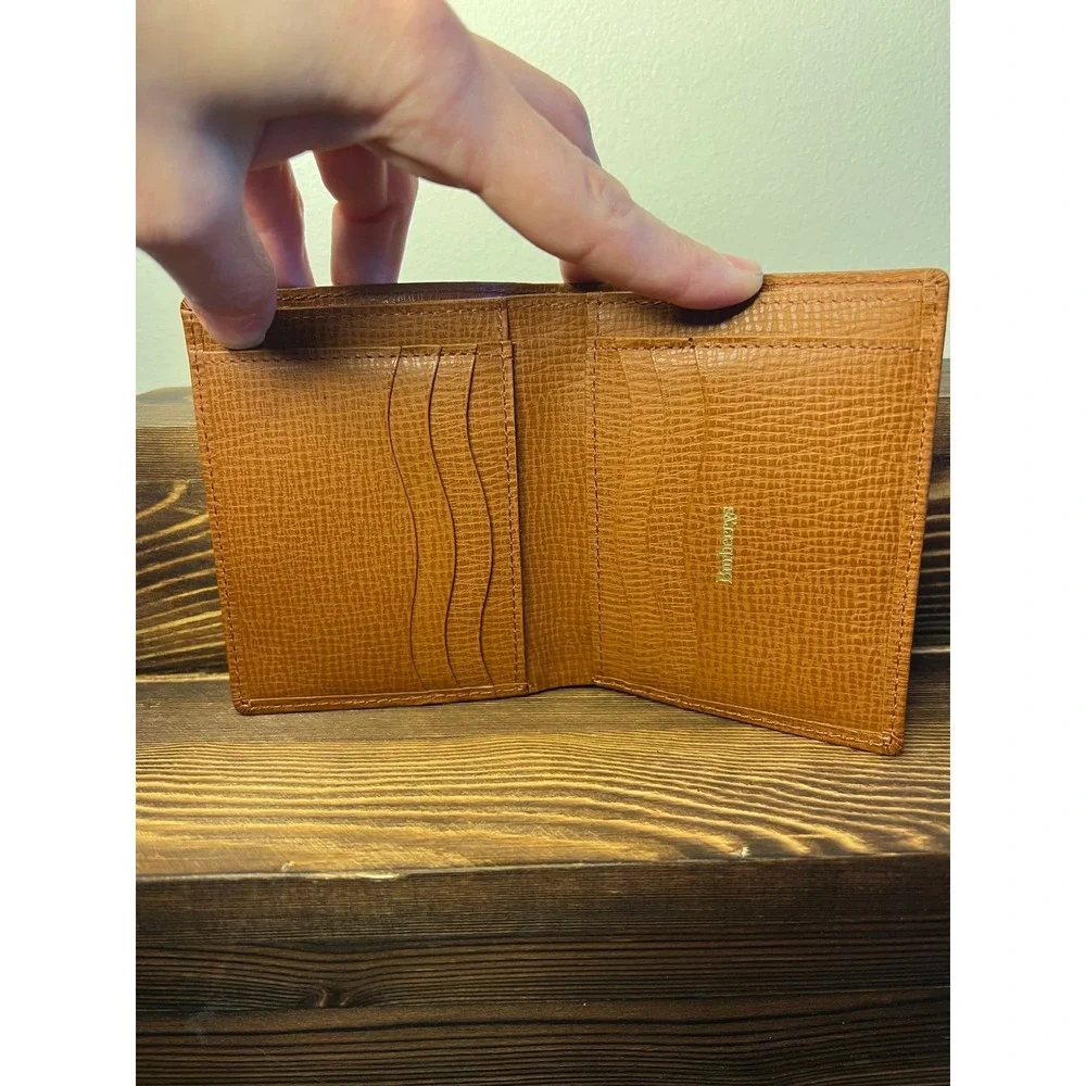 Burberry Brown Grained Leather‎ Bifold Wallet Mens Authentic Full Set Box